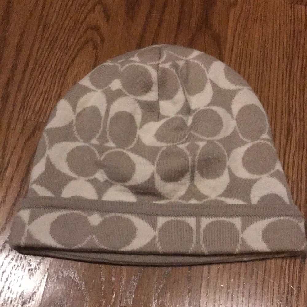 Khaki and cream Coach winter hat